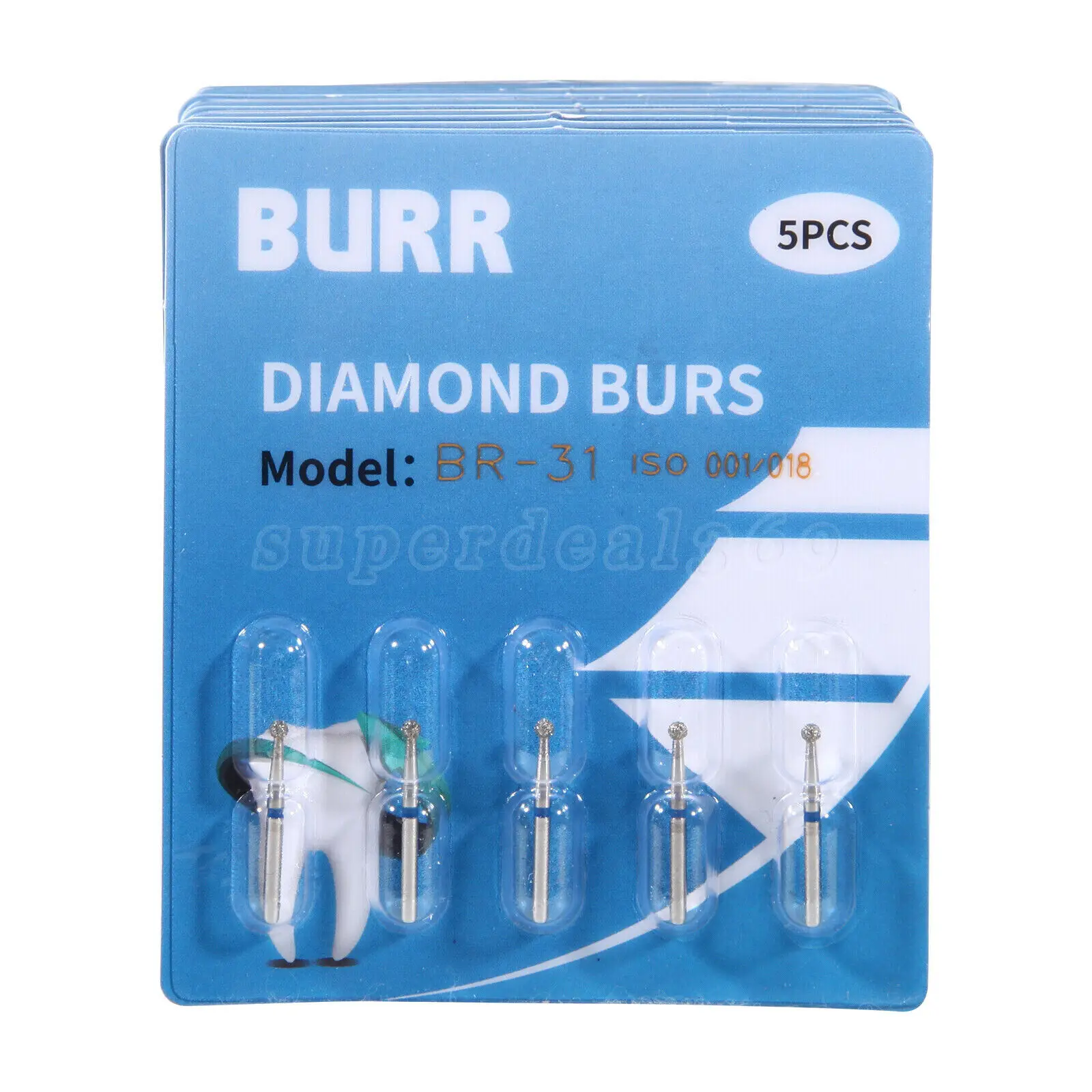 Tandheelkundige Diamant Burs Voor Hoge Snelheid Luchtturbine Handstuk Fg 1.6Mm Bal Rond Br Type