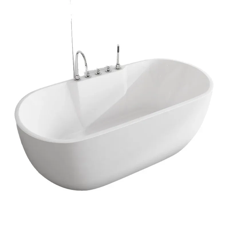 

Independent acrylic adult small apartment, thin edge round egg-shaped hotel bathtub, bathtub, bathroom
