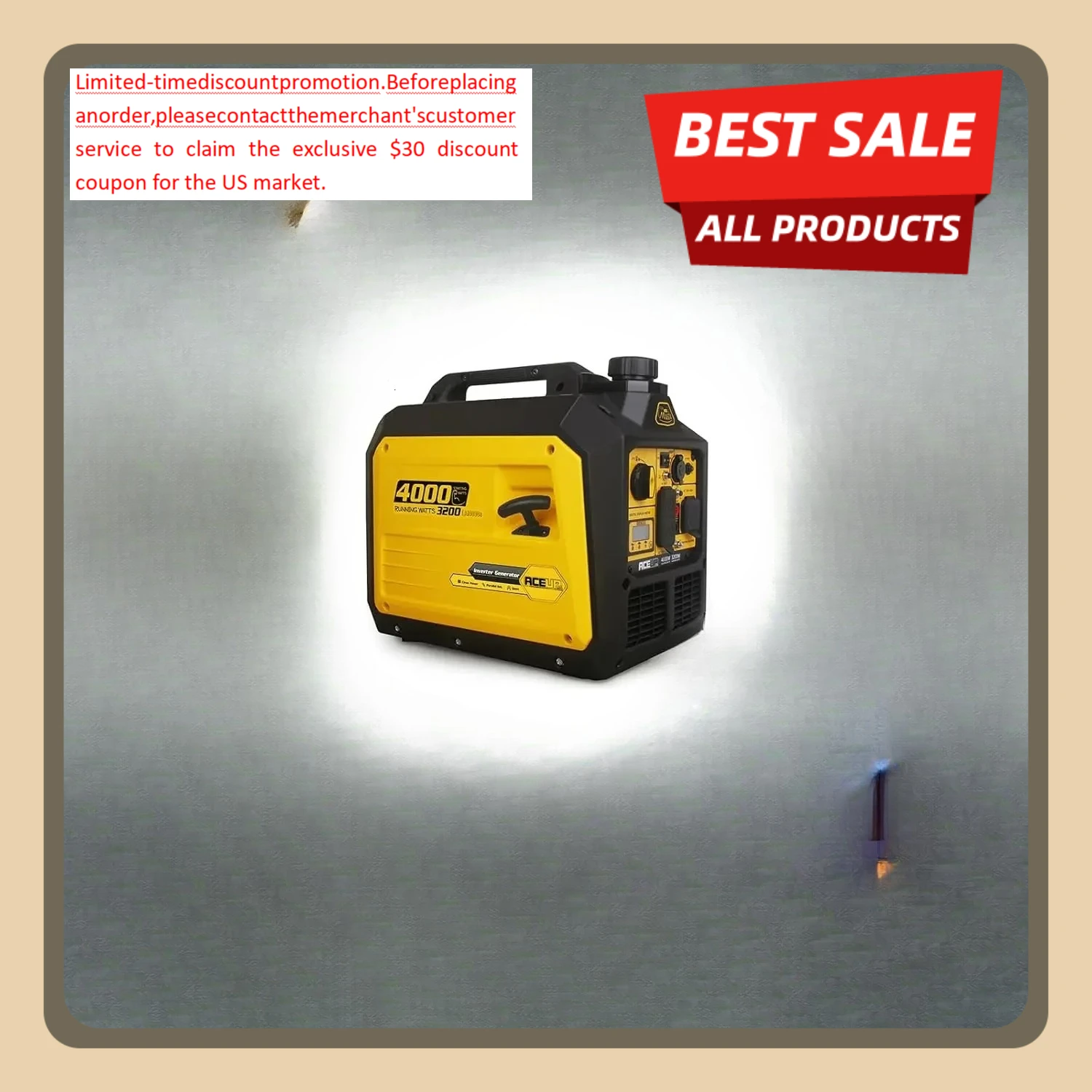 

[XMSJ-Limited Stock, Buy Now!]4000 Watt Portable Inverter Generator, Gas Powered Generator Quiet for Home, RV-Ready, EPA Complia