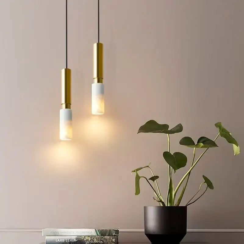 TechHPBedside Chandeliers Modern Minimalist Bedroom Marble Long-Line Chandeliers Sofa Cabinet