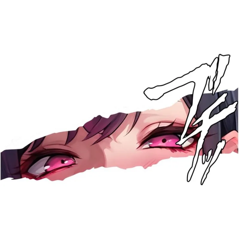 1pc Pink Anime Eyes Peeking Waterproof Vinyl Sticker, Decal for Car Window Laptop Multi‑Surface Exterior Decor