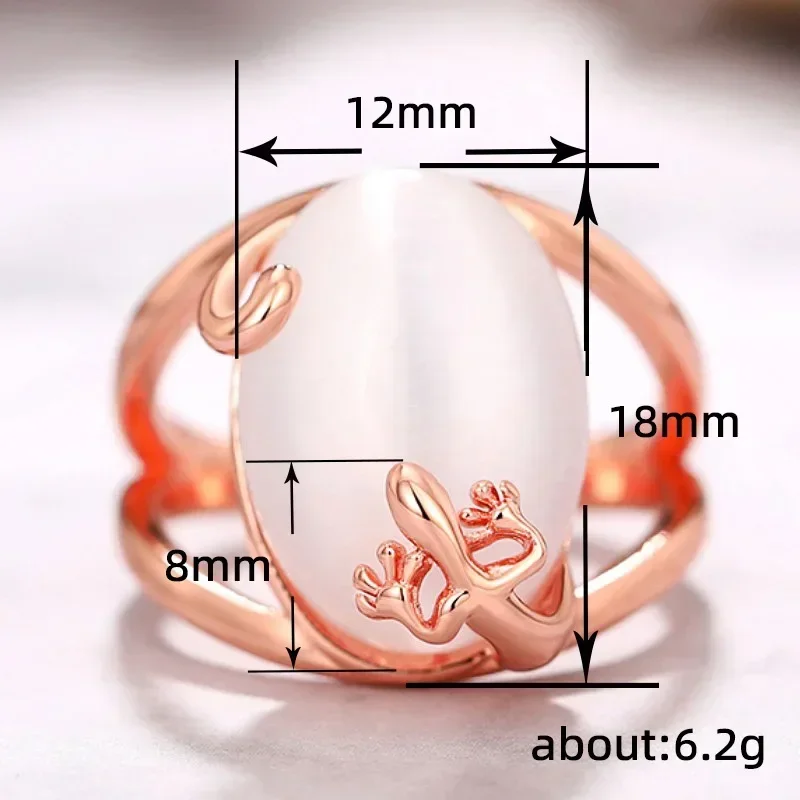 Milangirl Large Oval Fire Opal Rings for Women Fashion Jewelry White Moonstone Bright Color S for Women Wedding Engagement