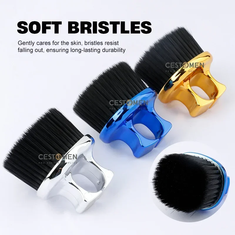 Cepillo de pelo galvanizado con diseño de anillo de dedo, plumero de cuello portátil, cepillo de peinado de limpieza de barba, salón profesional,