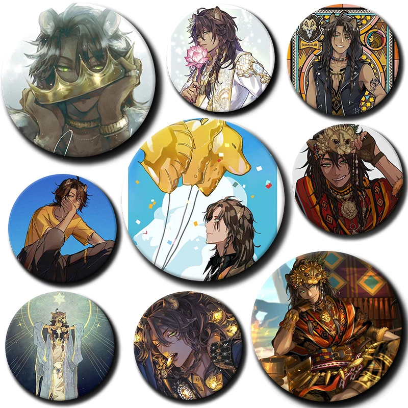 Twisted Wonderland Anime Role Leona Kingscholar Creator Tinplate Pin Button School Brooch Cartoon Collar Badge Jewelry Gift Fans