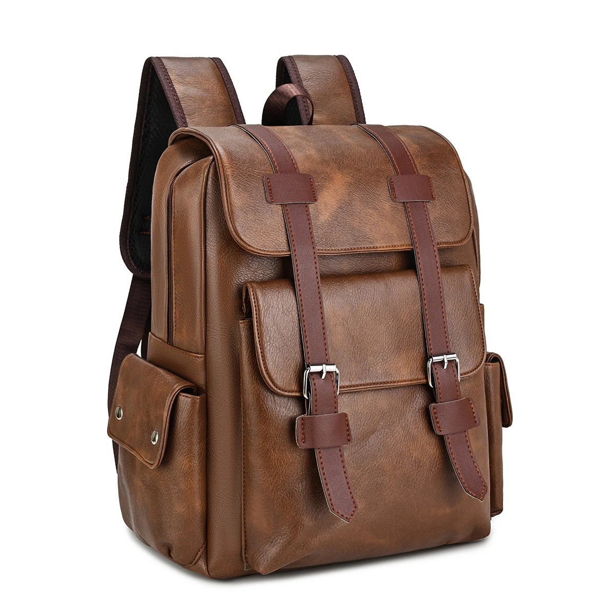 Retro Flip Cover Buckle Design Student School Bags Large Capacity Business Computer Backpack Couple Backpack Campus Travel Bag
