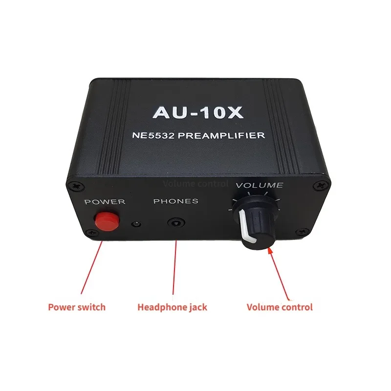 AU-10X NE5532 Stereo Music Audio Signal Pre-amplifier Amp Headphone Amplifier Board Gain 20db RCA 3.5MM Volume Control Tone