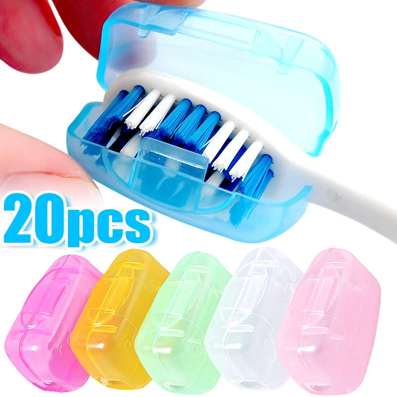 20/5Pcs Toothbrush Heads Cover Plastic Case Cap Portable Travel Hike Camping Toothbrushes Protect Pod Storage Bathroom Organizer