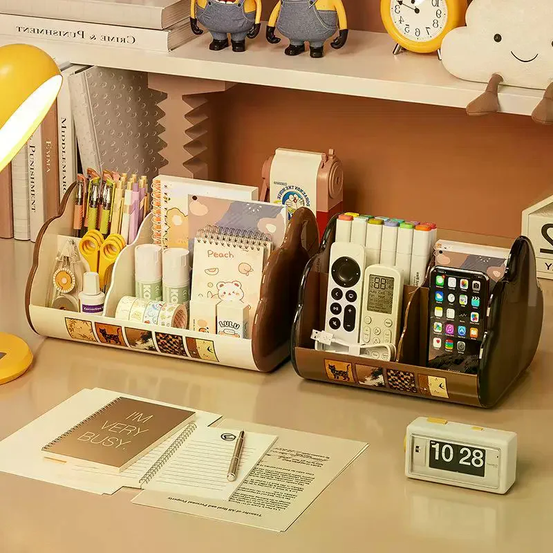 Desktop Storage Box, Pen Holder, Stationery Organizer, Cosmetic Compartment Storage Box, Office Desk Miscellaneous Item Rack