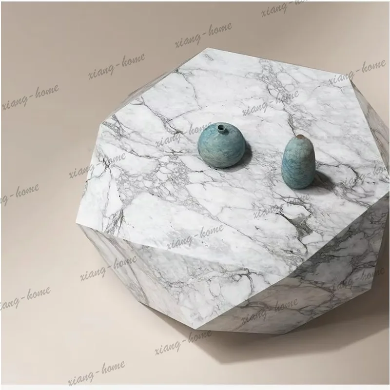 YJ Geometric Marble Coffee Table, Nordic Minimalist Design for Any Space, Heat & Scratch Resistant, Artistic, Customizable