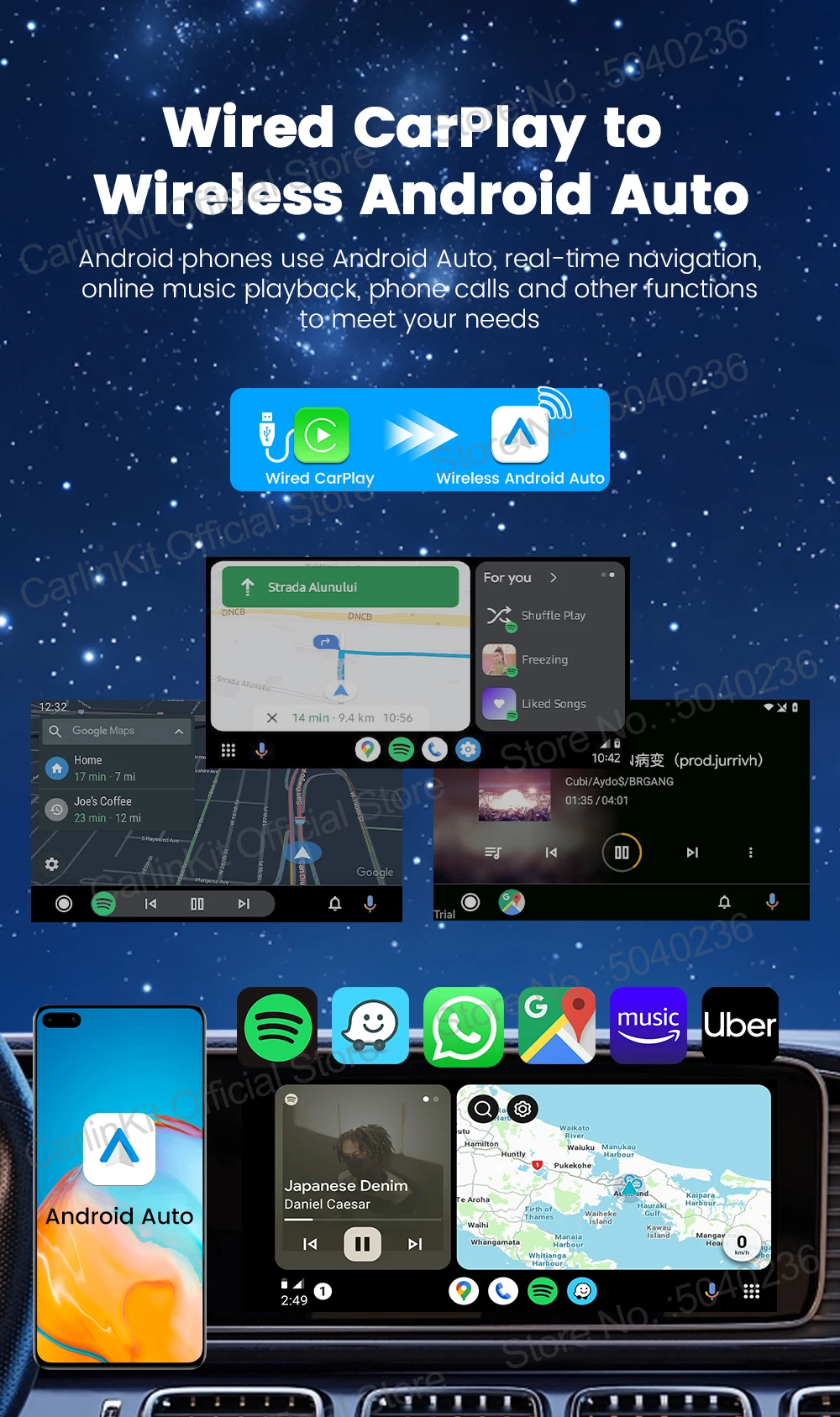 CarlinKit 4.0 CP2A 2-in-1 CarPlay Android Auto Wireless Adapter für kabelgebundene CarPlay-Fahrzeuge BT Wifi 5GHz Online-Upgrade Smart Car Box – Detail 6
