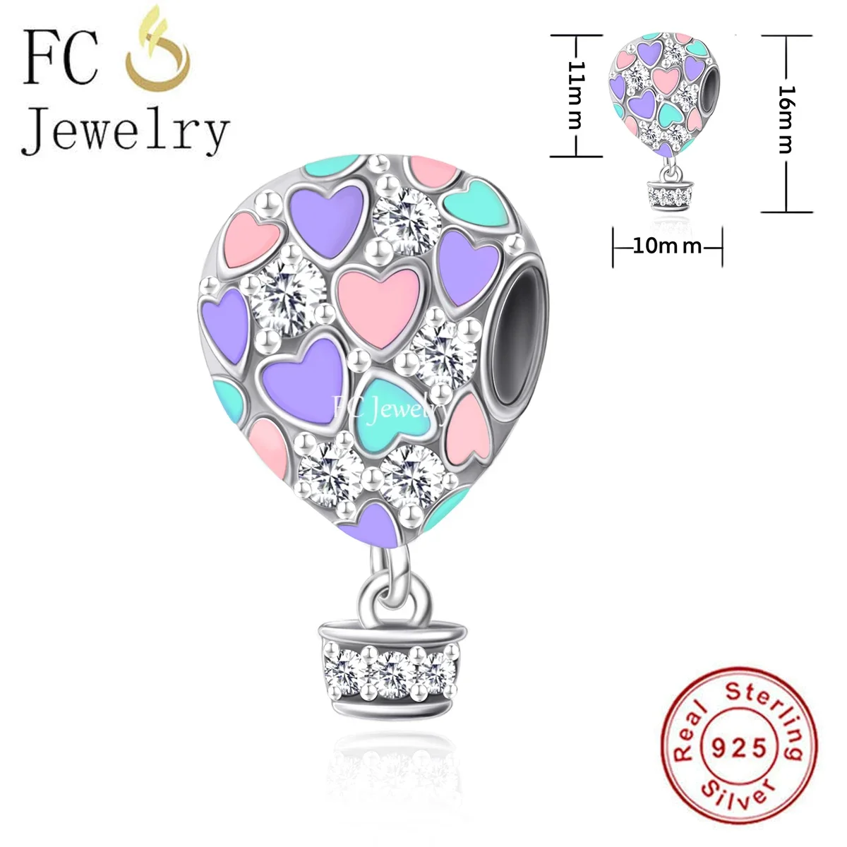 

Fit Original Pan Charms Bracelet 925 Silver Travel Color Enamel Heart Hot Air Balloon In Sky Bead For Making Women Berloque