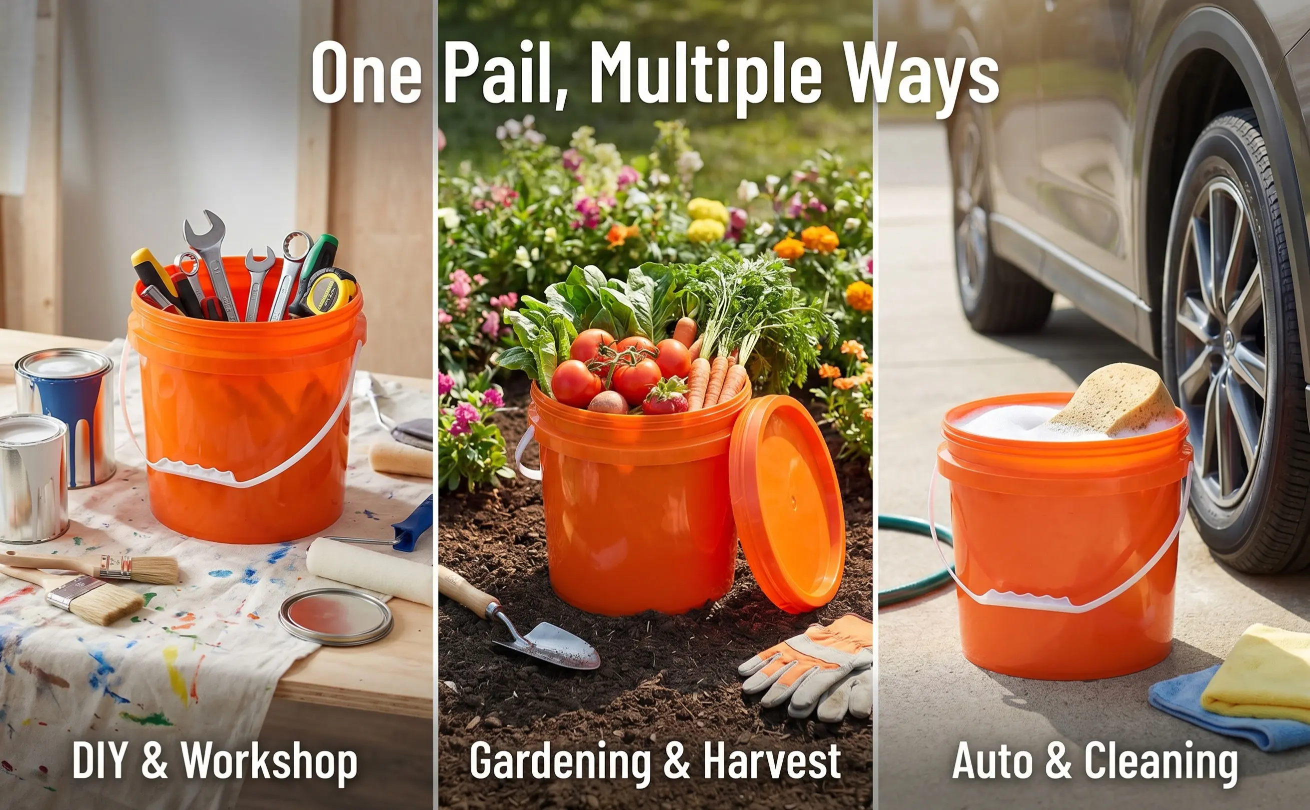 Professional Hand Held Paint Bucket Food Grade Sealed Plastic Container High Strength Drop Resistant for Pigment Color Mixing