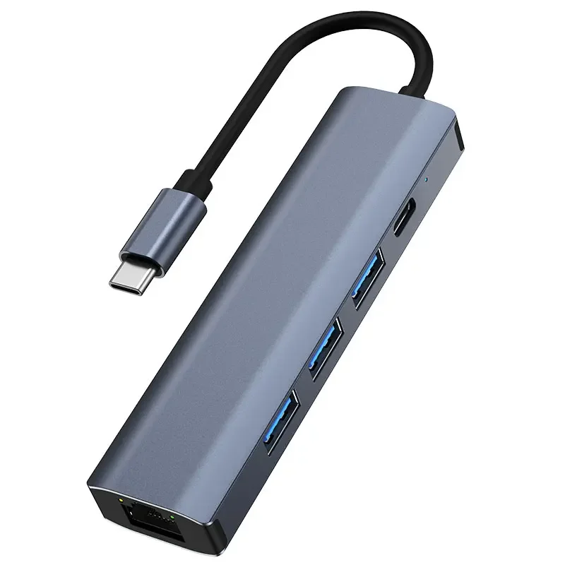 5 In 1 Usb-C Hub 3.0 1000mbps Rj45 Ethernet Hub Expansion Base Type-C Pd100w Base Multifunctional Expansion Adapter view 3