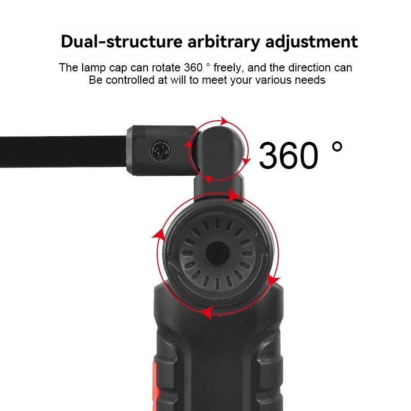 Rechargeable Camping LED Flashlight Work Light with Magnet and Hook IP64 Waterproof 5 Lighting Modes Suitable for Night Work