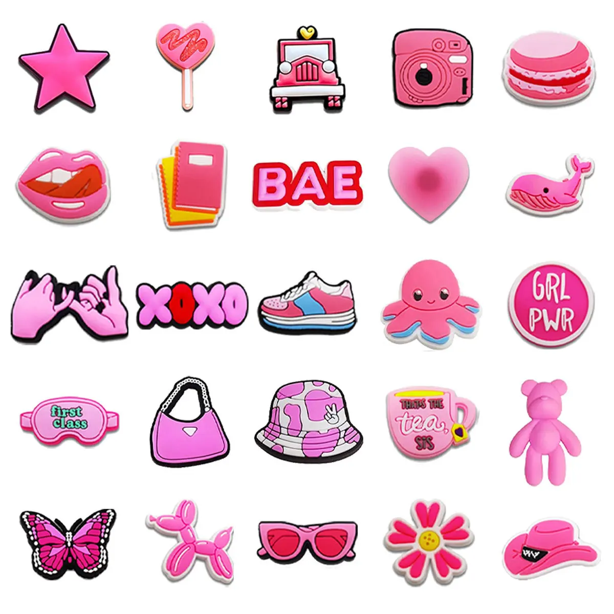 1pcs New Pink Girl Shoe Charms Shoe Accessories Decorations Fit Wristband Croc Jibz Charm Party Present