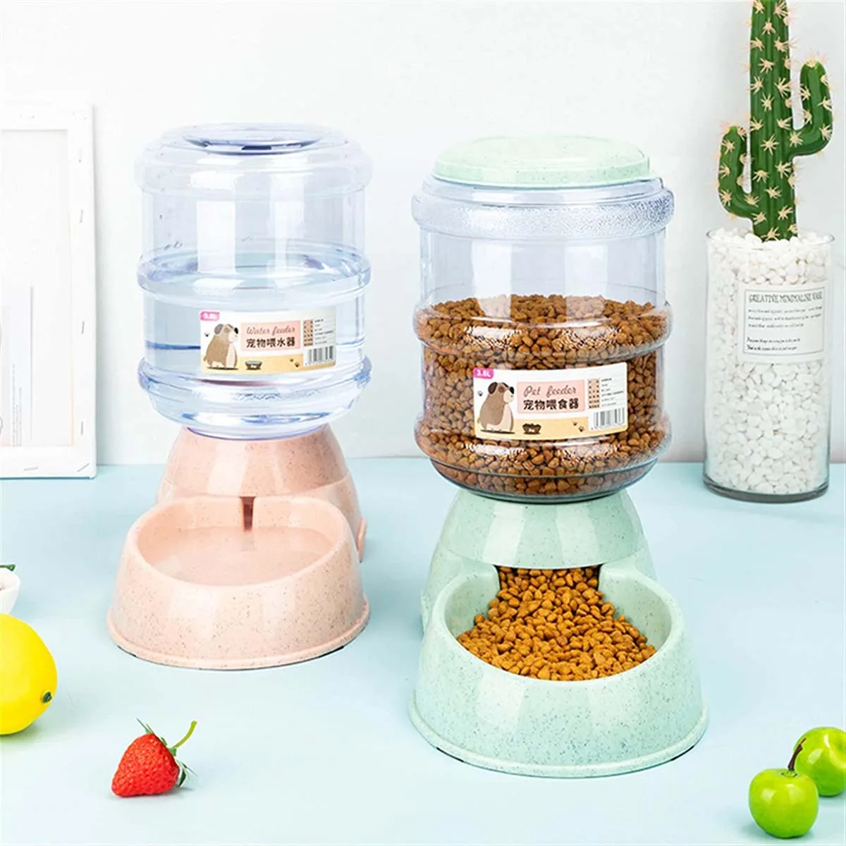 التلقائي تغذية الحيوانات الأليفة 3.8L سعة كبيرة تغذية الحيوانات الأليفة وموزع المياه زجاجة ماء بلاستيكية مستلزمات الحيوانات الأليفة وعاء للقطط والكلاب #6