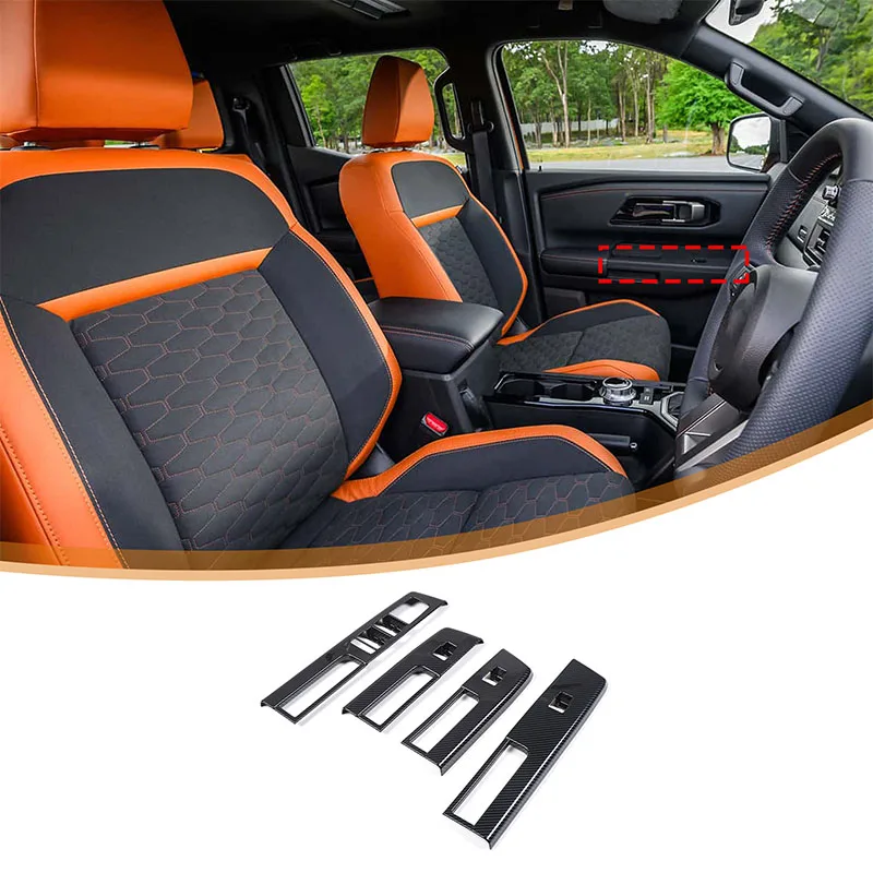 

For Mitsubishi L200 2024 ABS Car Door Armrest Panel Trim Window Lift Button Glass Rise Swtich Cover Interior Accessories