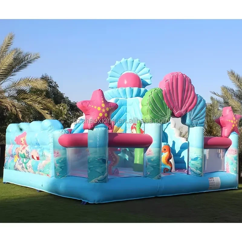 Commercial Inflatable Bouncy Castle Mermaid Bouncer Combo Bounce House Inflatable Playground Ocean Theme Jumping Castle for