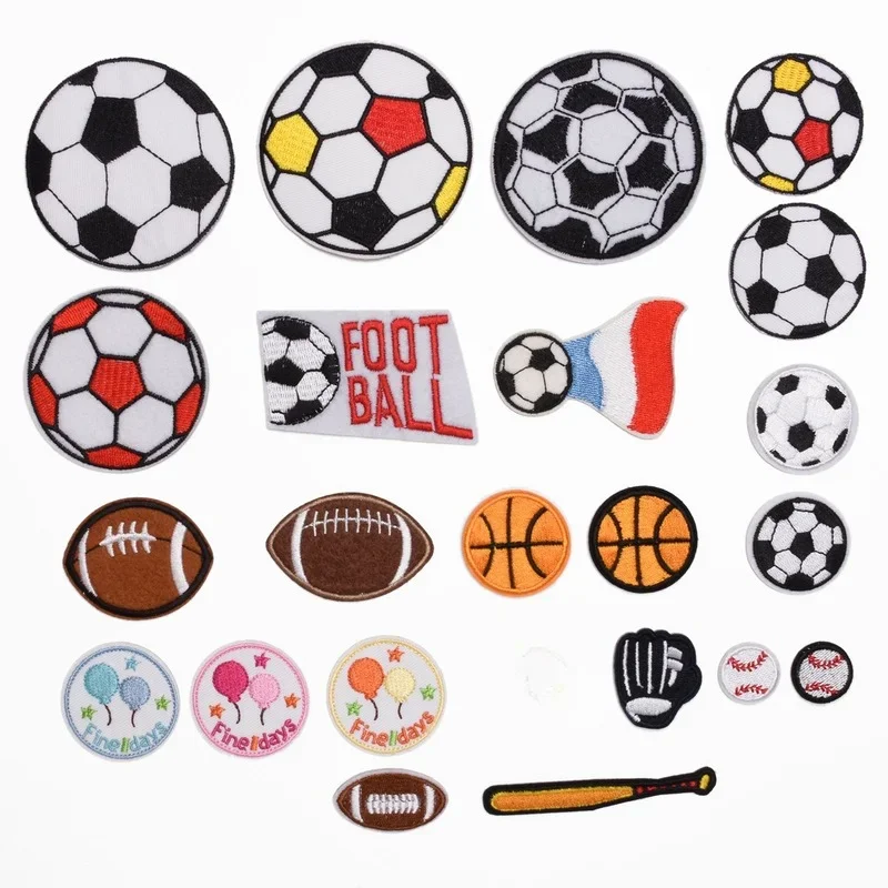 100pcs/Lot Luxury Fun Embroidery Patch Balloon Jersey Clothing Decoration Applique Basketball Baseball Volleyball Football Bat