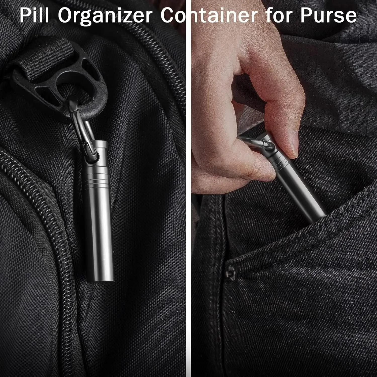 TISUR Small Keychain Pill Holder ,Titanium Metal Travel Pill Case Portable Pill Organizer Container for Purse Waterproof C34 - view 5