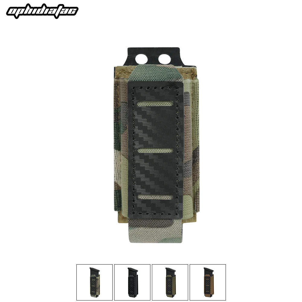 OphidianTac Pistol Mag Pouch 9mm Single Magazine Pouches MOLLE Holder with Carbon Fiber Patterned PP Plate Construction