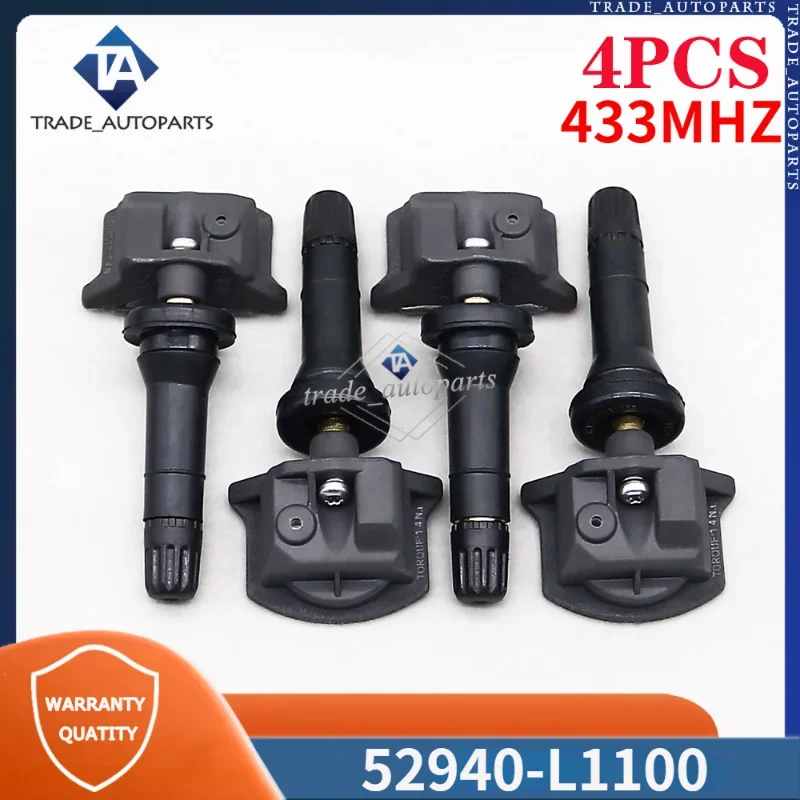 52940-L1100 TPMS SENSOR 4PCS For Hyundai Elantra [CN7] Sonata [DN8] Kia Optima [DL3] Sorento [MQ4] Tire Pressure Sensors 433MHz