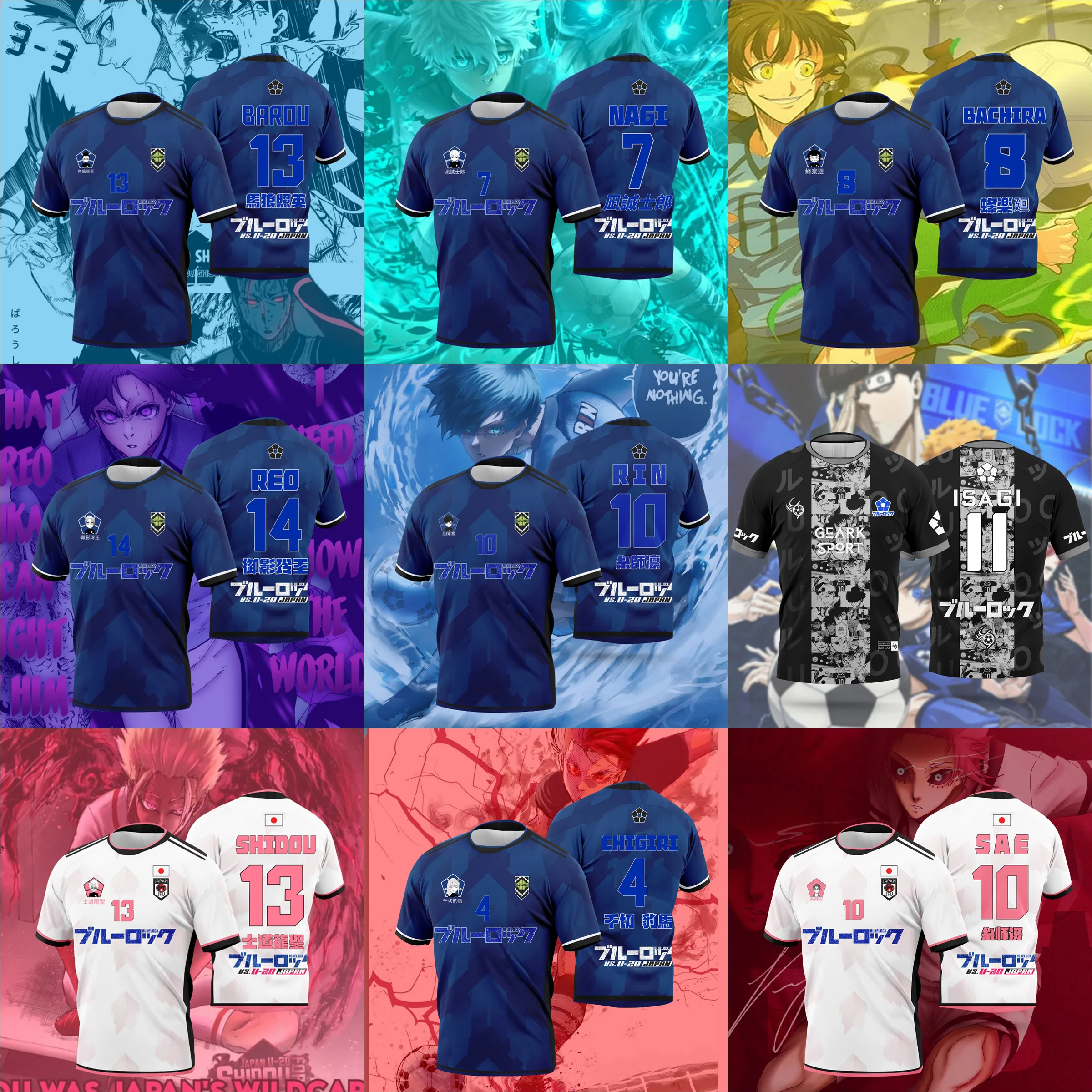 2026 Neues Sommer-Design, neueste japanische Anime-Figur „Blue Lock“, Rin Itoshi und Sae, T-Shirts für Kinder, Herren und Damen, atmungsaktive Freizeit-Oberteile.