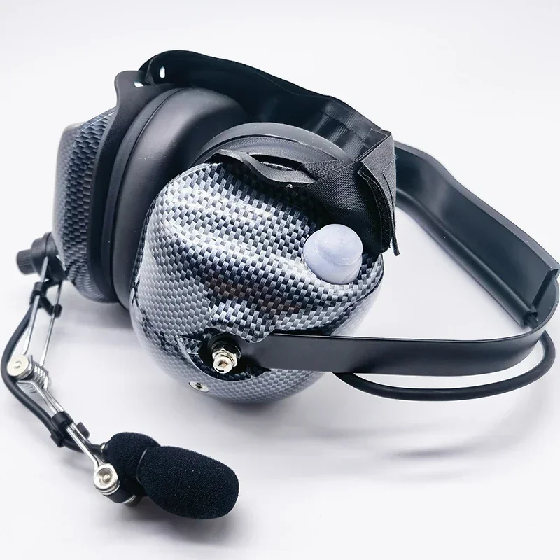 ‎H41-CF Carbon Fiber Aviation Helicopter Headphone Active Noise Cancelling Behind Head Headset for Baofeng Kenwood Two Way Radio