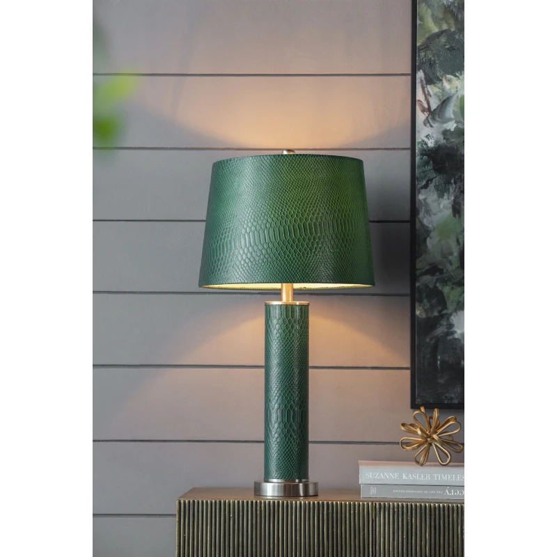 Complimentary lighting Faux Faux leather Lamp Leather Lighting Table Table lamp Textured Textured faux 14x14x27 Leather Table La