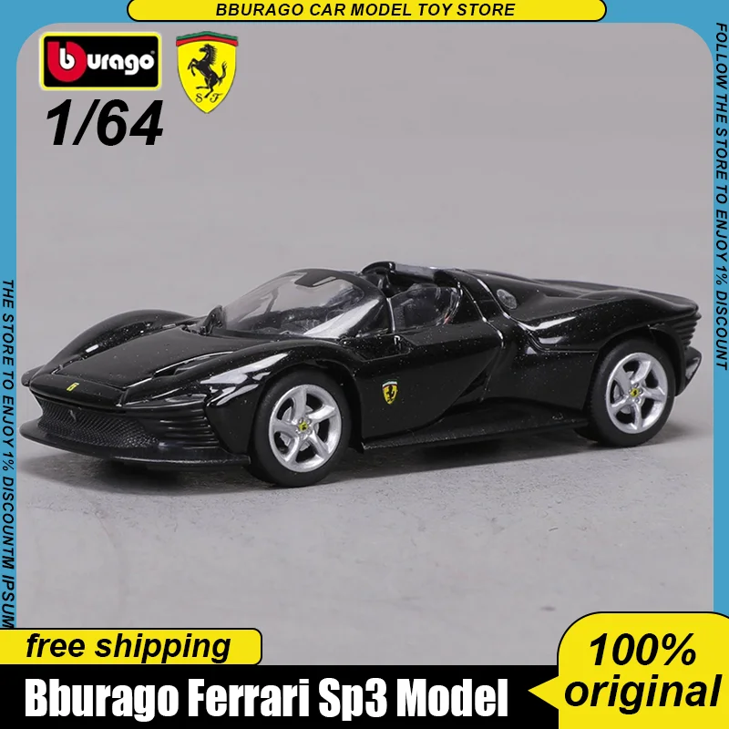 

New In Stock Bburago 1:64 Ferrari Sp3 Black New Color Alloy Miniature Ferrari 812 Competizione Sports Car Diecast Model Toy Gift