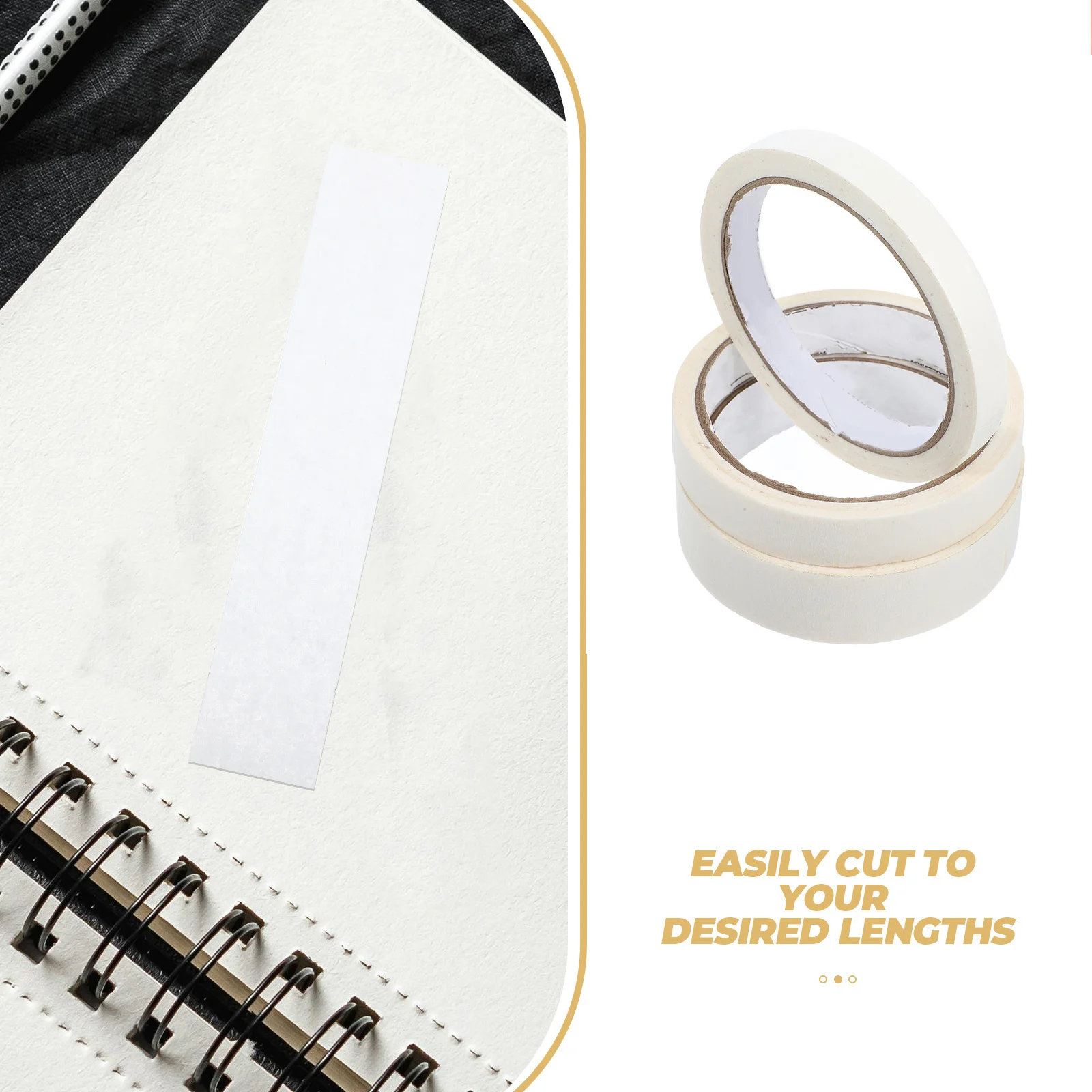

3Pcs White Masking Tape for Journaling and Crafts Elegant Adhesive Art Tape for DIY Scrapbooking Watercolor Paper Border