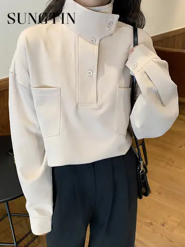 Women’s Casual Stand Collar Blouse Spring Sungtin