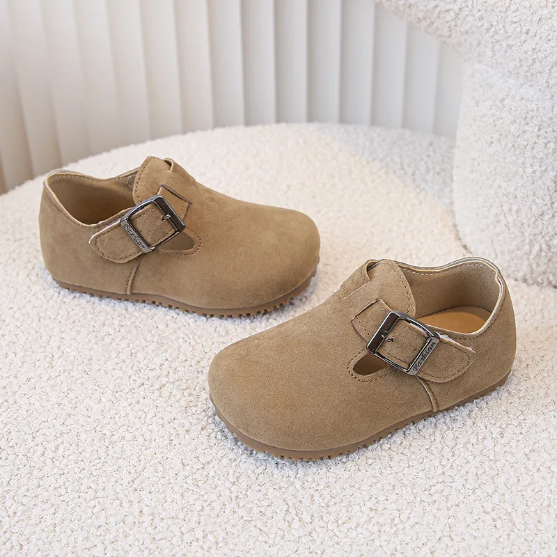 Zapatos Doudou Retro de estilo británico para niños y niñas, calzado de suela suave con Velcro, Moda de Primavera y otoño, 2024