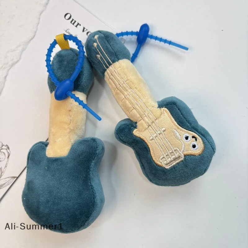 【E】Creative Plush Guitar Keychain Pendant Cute Simulated Musical Instrument Toys Keychain Backpack Decoration Accessories Gifts