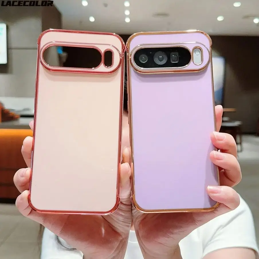 For Google Pixel 9 8 Pro XL 7A 8A Fashion Plating TPU Soft Phone Case Simple Candy Color Lens Protection Bumper Shockproof Cover