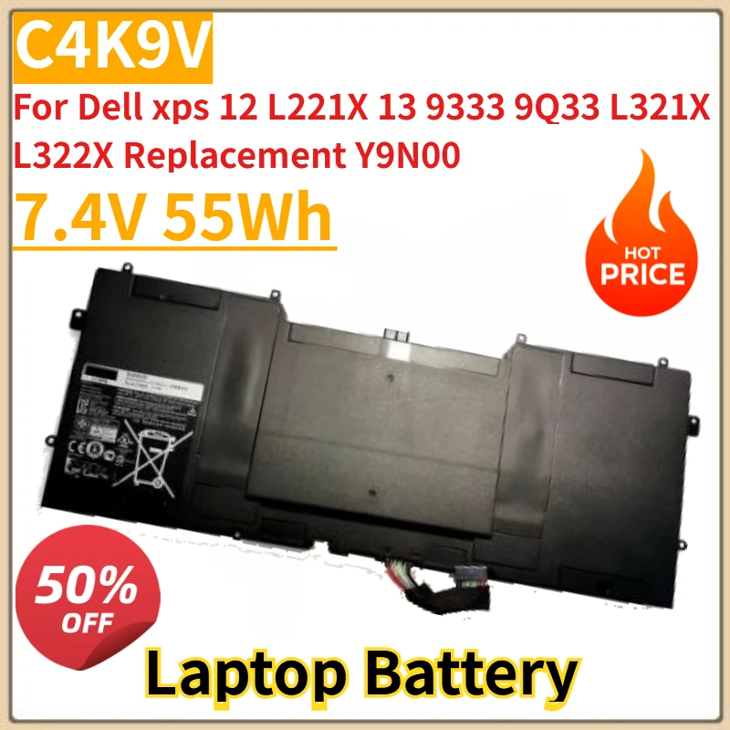 High Quality New 7.4V 55Wh Laptop Battery C4K9V For Dell xps 12 L221X 13 9333 9Q33 L321X L322X Replacement Y9N00