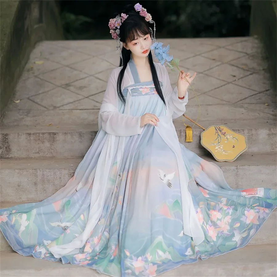 Robe Hanfu de Style chinois pour femmes, tenue de princesse traditionnelle élégante avec broderie florale, fée orient sur scène