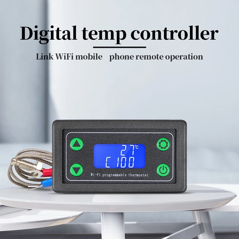 Tuya WIFI High Temperature Controller Digital Programmable Thermostat K-Type Thermocouple -99-999 Degrees ZFX-TW01