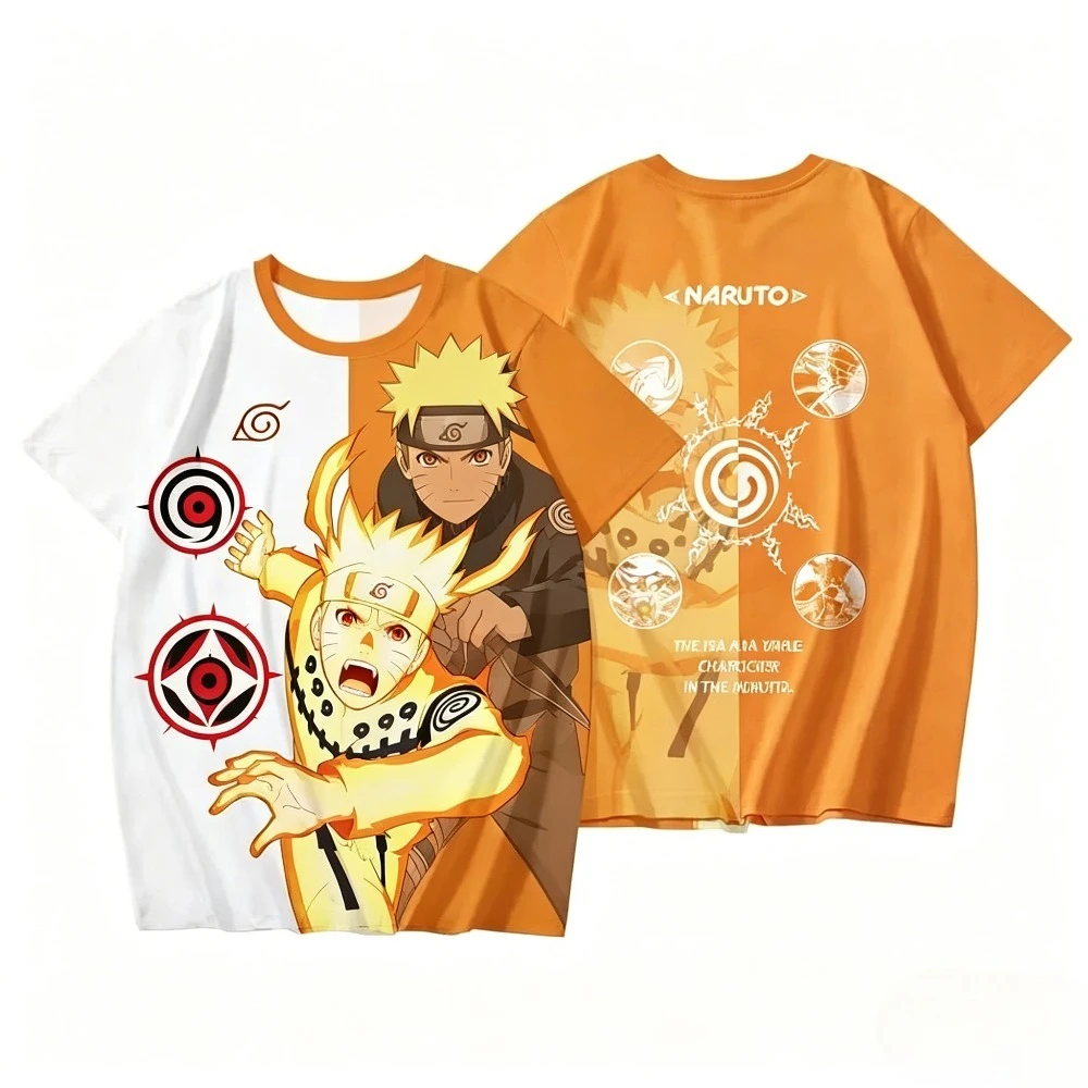 Naruto Cosplay Neutral 3D-gedrucktes modisches Streetwear-T-Shirt für Herren, Sommer, lässig, locker, atmungsaktiv, kurzärmelig