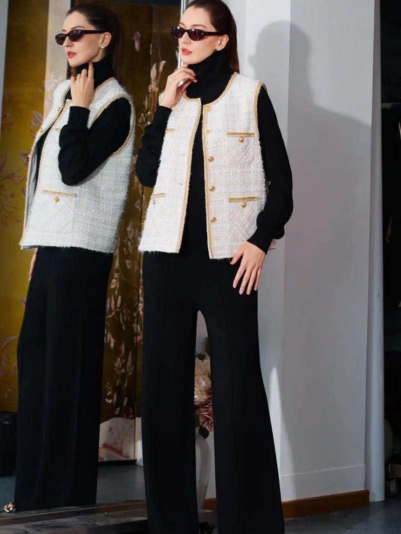 

Зимние шерстяные брюки больших размеров, облегающие широкие брюки, прочные брюки с высокой талией, корейская мода