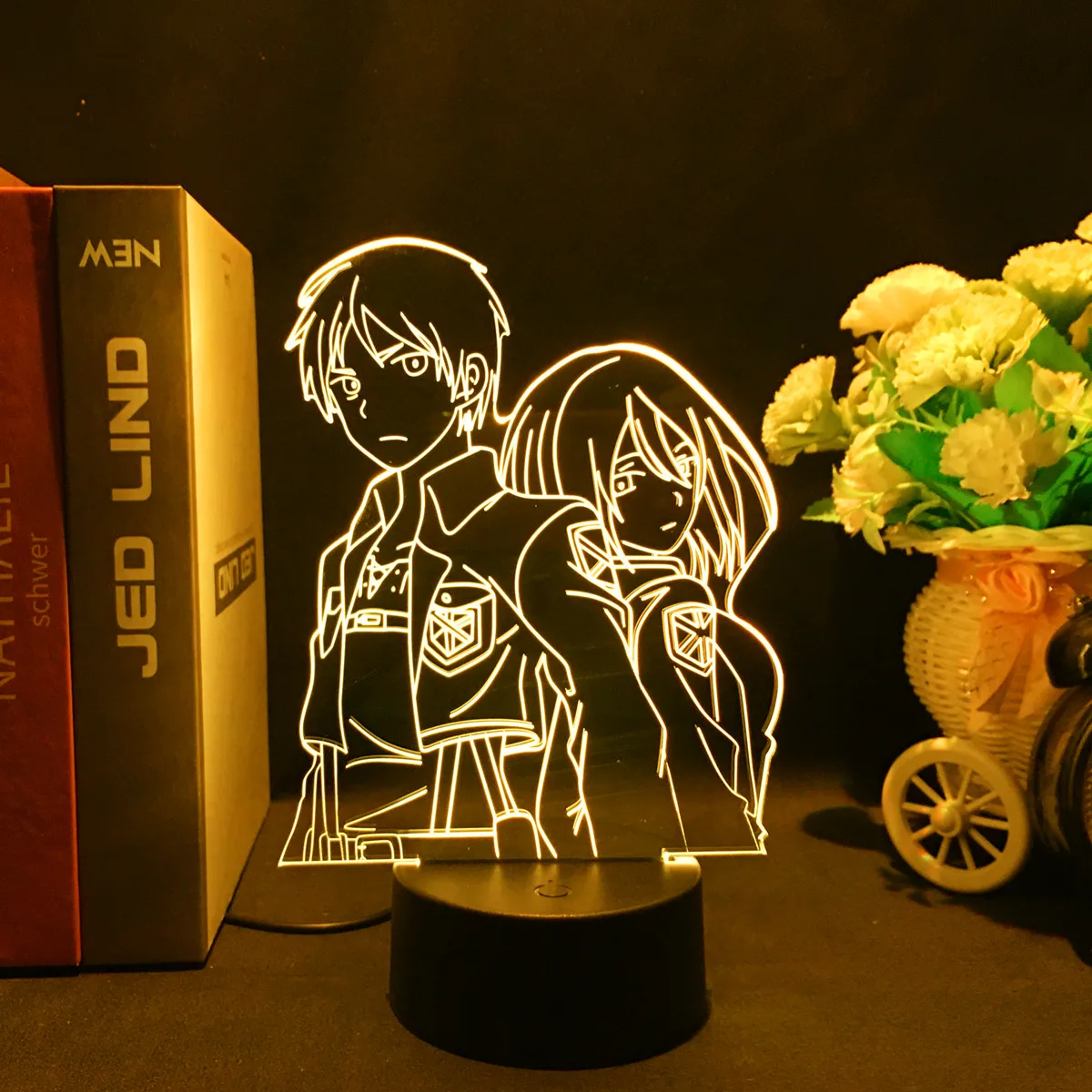 Anime 3D Lamp Attack on Titan Acrylic Luminous Stand Mikasa Ackerman Eren Yeager Action Figure For Kids Children Gifts