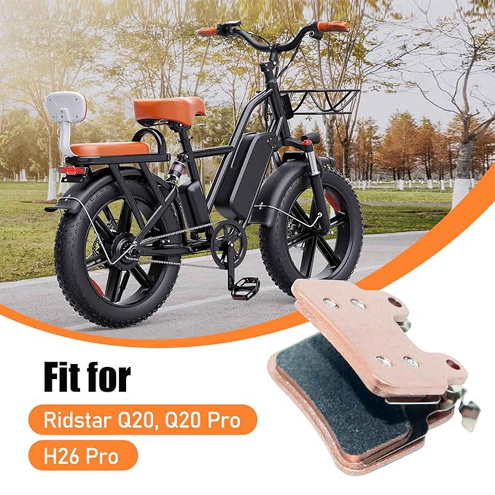 

E-Bike Brake Pads Front & Rear Replacement Kit for Ridstar Q20 Q20 Mini Q20 pro MN26 H20 pro DC26