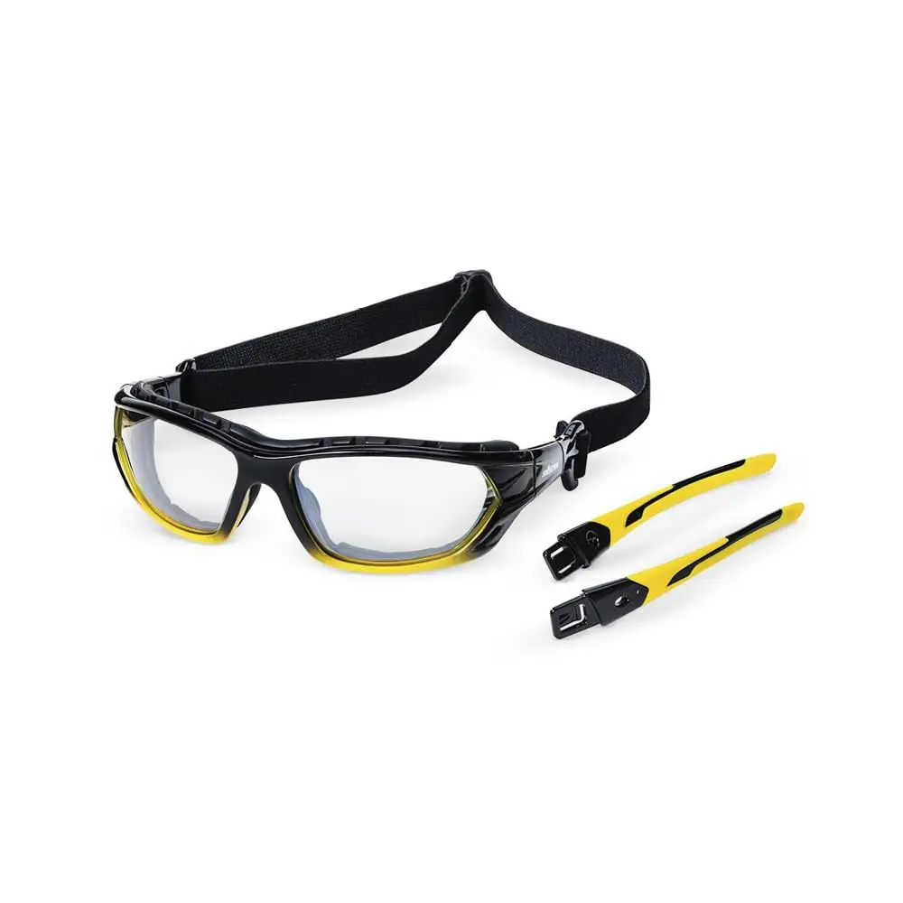 Sealed Safety Glasses, Protective Eyewear, Hard-Coating Anti Fog, Tinted Goggles, U.S. Military Ballistic Rated, Yellow/Black