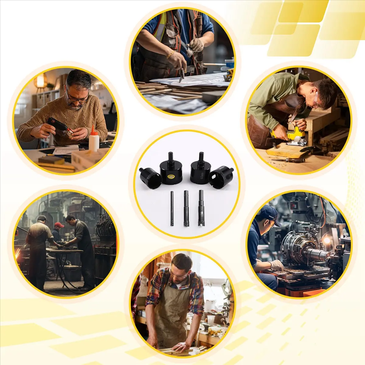 DT81 Diamond Core Drill Bit Set, 10 PCS Brazed Hole Saw for Tile, Granite, Marble, and More