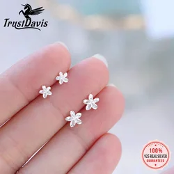 Olla Davis-Boucles d'oreilles en argent regardé 925 véritable pour femmes et enfants, goujon de fleur, cadeau de fête des enfants, mode douce, mini, 5mm, 6mm, 7mm