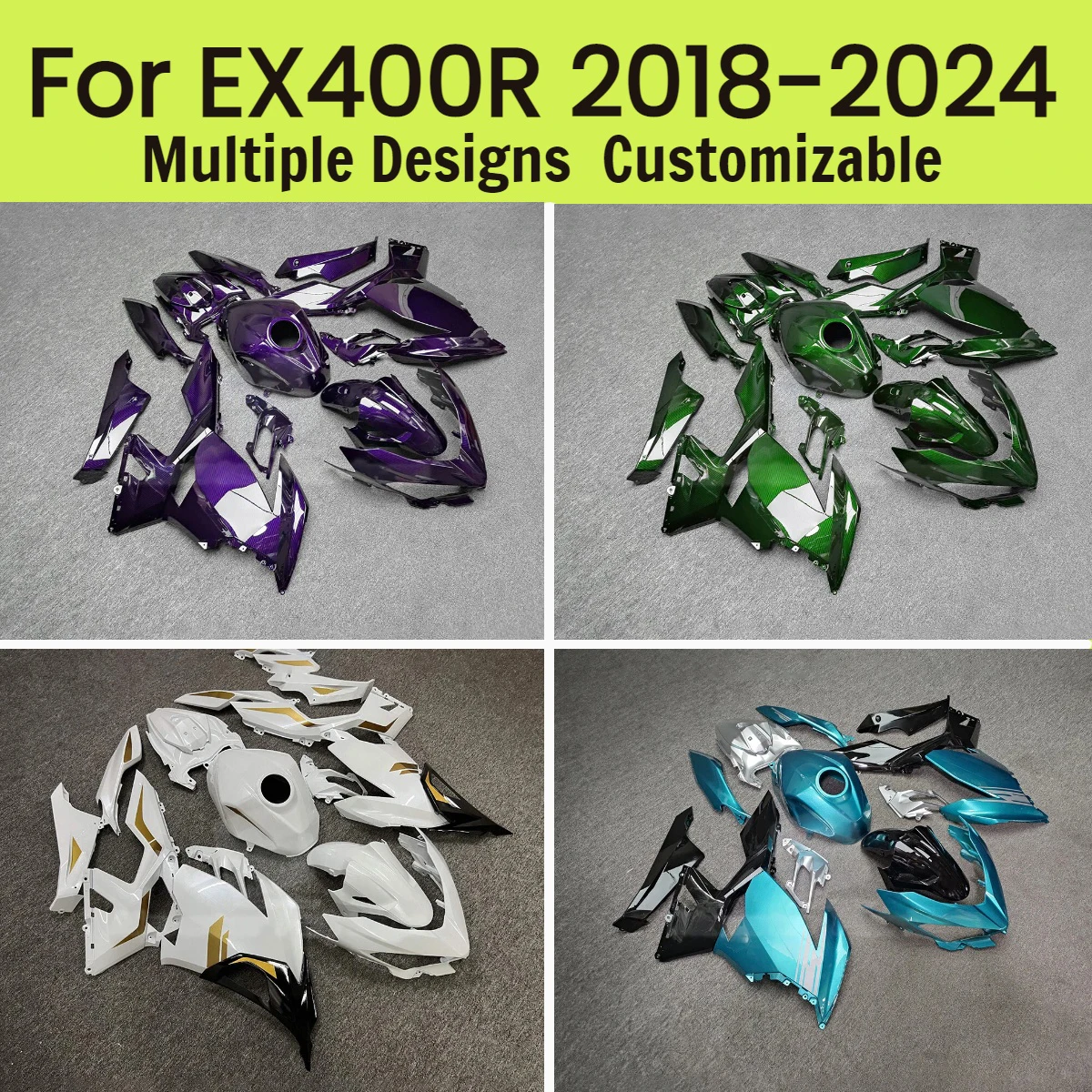 

For Kawasaki EX400R 2018-2024 Fairings Aftermaket Ninja400 18-24 Motorcycle Fairing Kit Injection Prime Cowling