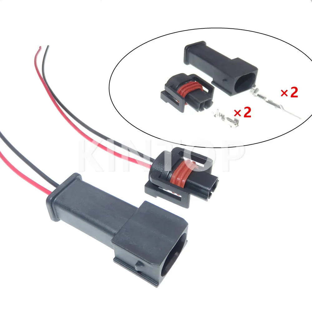 

1 Set 2 Pins Car Waterproof Wire Cable Connector With Wires AC Assembly 12162215 Automobile Fuel Spray Nozzle Waterproof Socket