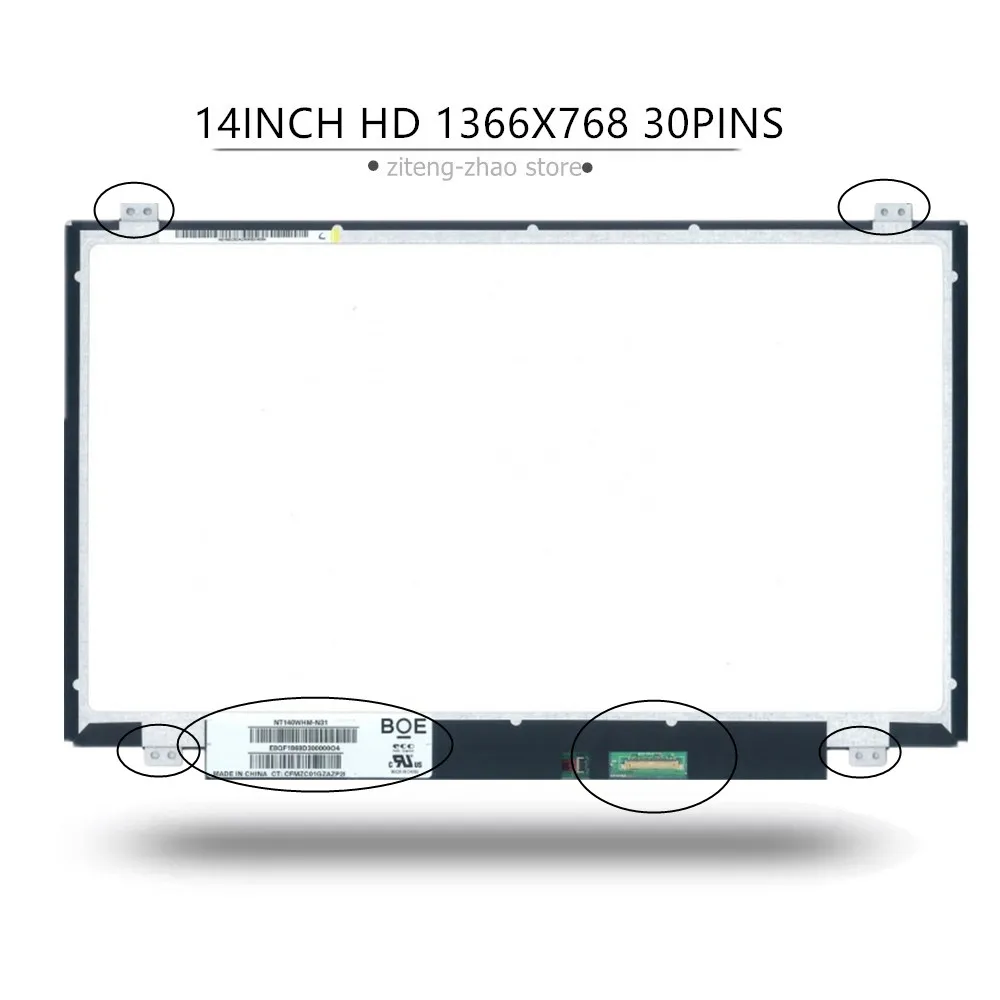 14.0 "Slim HD 30pin NT140WHM-N41 FIT N140BGE-EA3 E43 EB2 ebHB140WX1-301 LP140WH2 LP140WH8 TP A1 S1 D1