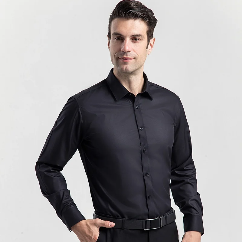 Camisas sociais masculinas, de manga comprida, clássicas, slim fit, elegantes, formais, blusas, roupas, alta qualidade, tamanho grande, S-8XL, novo