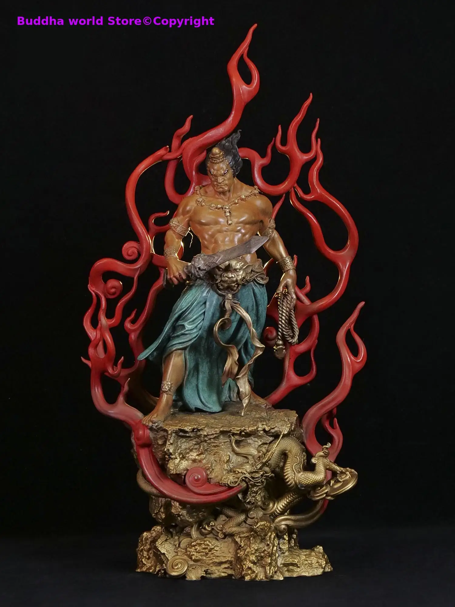 100% Handmade Copper Acala Acalanatha Bodhisattva God Bronze sculpture Exorcism Eliminate obstacles troubles Large Buddha statue